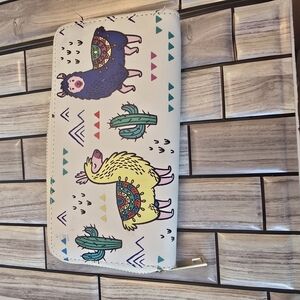 Colorful Llama and Cactus Wallet